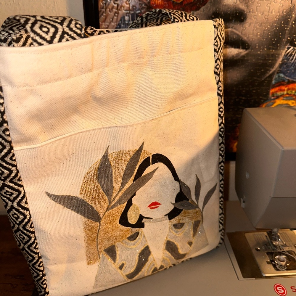 HANDMADE Sparkling Woman Design (Hand-painted) Canvas Bag